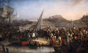 Napoleón dejando la isla de Elba el 26 de febrero de 1815