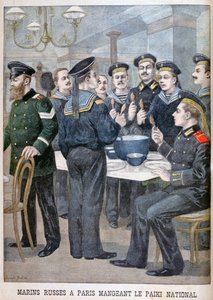 Marinos rusos comiendo paiki en París, 1900 de Joseph Belon