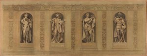 Croquis de la iglesia Saint-Paul-Saint-Louis: Robert le Pieux. Clovis. San Luis. Carlomagno, entre 1873 y 1875 (óleo sobre lienzo) de Joseph Blanc