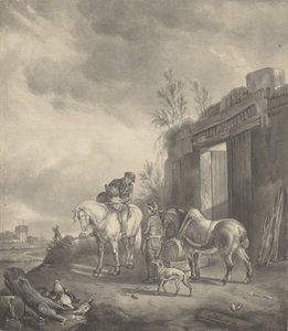 Dos jinetes en un edificio en ruinas de Joseph Bles
