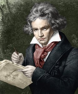 Ludwig van Beethoven (1770-1827), componiendo la Missa solemnis, después de Karl Joseph Stieler (1781-1858)