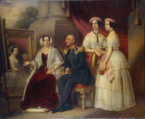 Retrato de familia de Joseph, duque de Saxe Altenburg (Sax-Altenburg) (1789-1868) - Pintura de Joseph Karl Stieler (1781-1858), óleo sobre lienzo