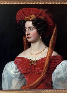 Retrato de mujer con sombrero rojo de Joseph Carl Stieler