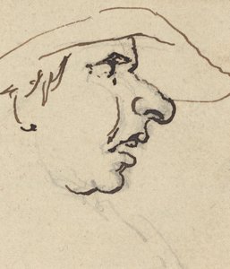 Perfil de hombre con nariz grande y sombrero de Joseph Cartwright