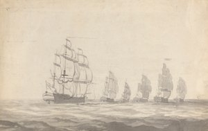 Seis acorazados navegando en mar gruesa de Joseph Cartwright