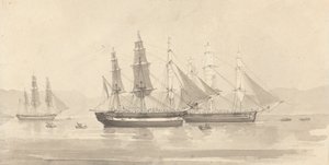 Tres barcos con aparejo de barca de Joseph Cartwright