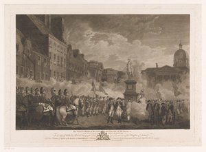 Viaje de ida y vuelta de College Green a Dublín Los Voluntarios de la Ciudad y el Condado de Dublín (título sobre el objeto) de Joseph Collyer