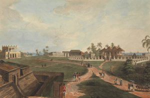 Casa de Gobierno y Casa del Consejo, Fuerte Marlborough, Benkulen, Sumatra, 1799