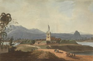 Vista sureste del fuerte Marlborough, Benkulen, Sumatra, 1799 de Joseph Constantine Stadler