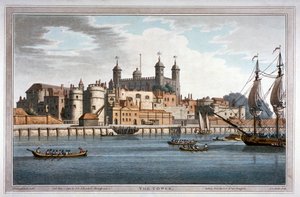 Vista sur de la Torre de Londres con barcos en el Río Támesis, 1795 de Joseph Constantine Stadler