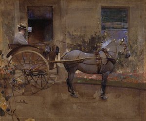 El carro de la institutriz (gouache sobre lino)