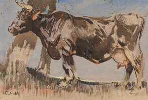 La vaca vieja (gouache sobre lino) de Joseph Crawhall