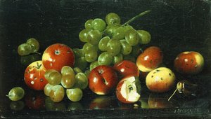 Naturaleza muerta con manzanas silvestres y uvas de Joseph Decker
