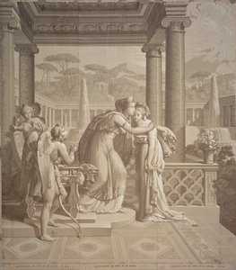 Diseño de papel tapiz con Cupido y Psique, 1815 de Joseph Dufour