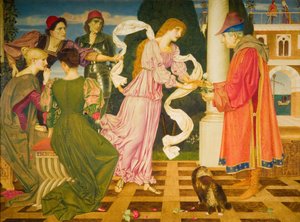 La belleza recibiendo la rosa blanca de su padre, 1899 de Joseph Edward Southall