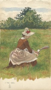 Mujer recogiendo hierba de playa 1.VIII.1886, 1886 de Joseph Edward Southall