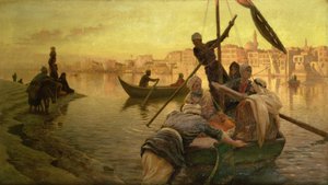 En El Cairo: El ferry desde la isla de Gazirie en el Nilo o Boulach el puerto de El Cairo de Joseph Farquharson