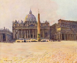 Roma: San Pedro (litografía en color) de Joseph Felix Bouchor