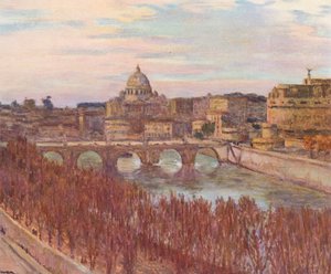 Roma: Vista de Roma desde el Palacio Primoli (litografía en color) de Joseph Felix Bouchor