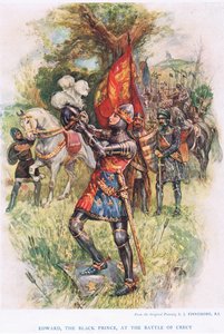 Eduardo, el Príncipe Negro en la Batalla de Crécy, ilustración de 