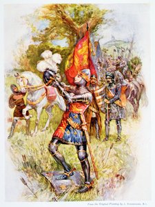 Eduardo el Príncipe Negro en la Batalla de Crecy en 1346, ilustración de 