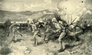 La batalla de Colenso - Regimiento Real de Surrey Occidental de la Reina liderando el ataque central, 1900