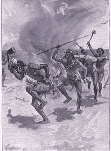 Todos estaban bailando alrededor de un fuego (litografía) de Joseph Finnemore