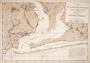 Carta de la bahía y el puerto de Pensacola en la provincia de Florida Occidental de Joseph Frederick Wallet DesBarres