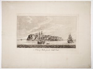 Vista de Quebec desde el sureste, hacia 1781 (grabado coloreado) de Joseph Frederick Wallet DesBarres