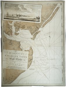 El puerto de Charlestown [Charleston] en Carolina del Sur, 1780 de Joseph Frederick Wallet DesBarres