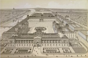 Vista del Louvre y las Tullerías, c.1850 de Joseph Gabriel Aubrun