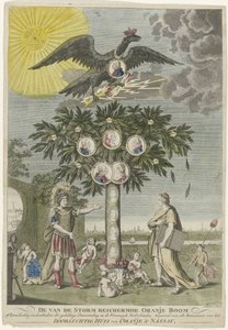 Alegoría de la recuperación del estatúder Guillermo V (copia), 1787 El Naranjo, Protegido de la Tormenta o Monumento Simbólico de la Feliz Revolución en los Países Bajos Unidos, dedicado a todos los Amantes de la Serena Casa de Orange & N de Joseph Gleich