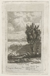 Paisaje de pradera con zanja Dique holandés (título sobre el objeto) de Joseph Hartogensis