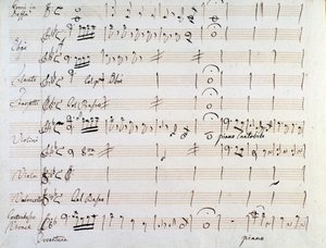 Primera página de la partitura musical del minué en Armida de J. Haydn (1784) de Joseph Haydn
