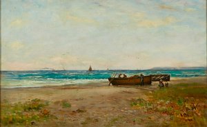 Cuidando los botes, costa de Ayrshire de Joseph Henderson