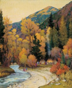 Campamento apache en el Cañón Hondo de Joseph Henry Sharp