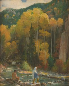 Indios pescando, Cañón de Taos de Joseph Henry Sharp
