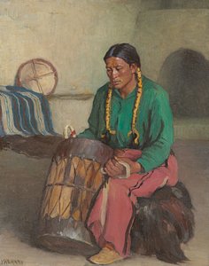 Taos Ceremonial Drum (óleo sobre lienzo)