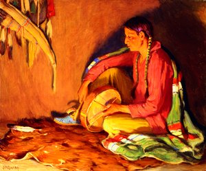 El tamborilero a la luz del fuego