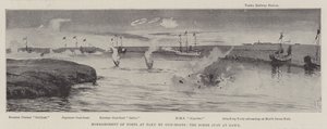 Bombardeo de los fuertes en Taku por cañoneras, la escena justo al amanecer
