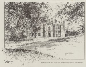 Casa Dalmeny, cerca de Edimburgo, la sede de Midlothian de Lord Rosebery de Joseph Holland Tringham