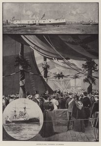 Lanzamiento del HMS Victorious en Chatham de Joseph Holland Tringham