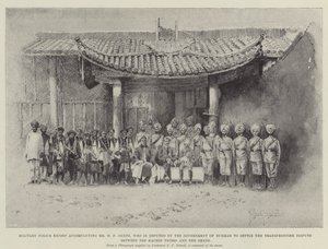 Escolta de la Policía Militar acompañando al Sr. H F Hertz, designado por el Gobierno de Birmania para resolver la Disputa Transfronteriza entre las Tribus Kachin y los Shans de Joseph Holland Tringham