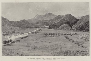 La fuerza de socorro de Chitral cruzando el río Swat de Joseph Holland Tringham