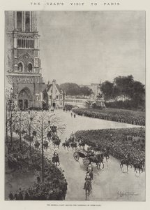 La visita del zar a París, la comitiva imperial saliendo de la Catedral de Notre Dame de Joseph Holland Tringham