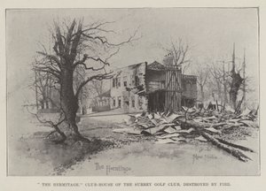 El Hermitage, Casa Club del Surrey Golf Club, destruida por el Fuego de Joseph Holland Tringham