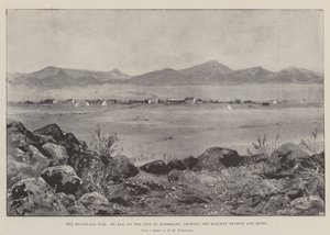 La guerra de Transvaal, De Aar, en la línea a Kimberley, mostrando la estación de tren y el hotel de Joseph Holland Tringham