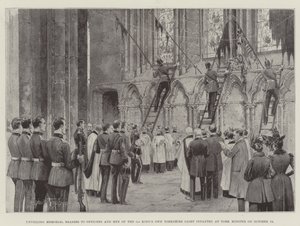 Inauguración de las placas conmemorativas a los oficiales y hombres del 1er Regimiento de Infantería Ligera del Rey de Yorkshire en la Catedral de York el 13 de octubre