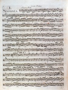 Página de la partitura de la Sinfonía en ut mayor de Pleyel de Joseph Ignace Pleyel