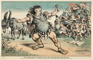 El Sansón demócrata y los filisteos republicanos, de Puck